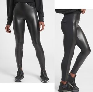 Athleta Delancey Shine Faux Leather Shine Leggings High Rise Ankle Tights